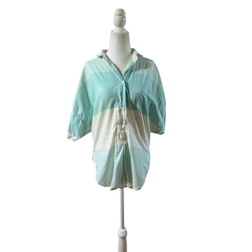 Vintage 90s Colorblock Shirt Pastel Skater Coastal Polo Top Turquoise Krazy Kat